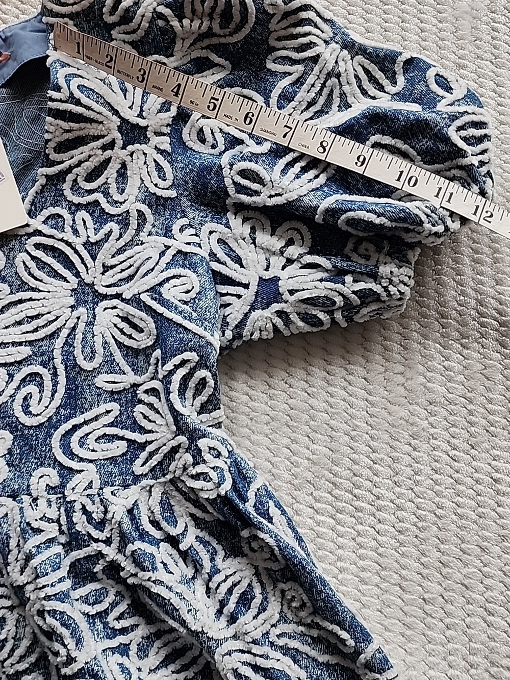 Entro Blue Puff Sleeve Lace Baby Doll Dress - Picture 6 of 13